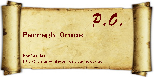 Parragh Ormos névjegykártya